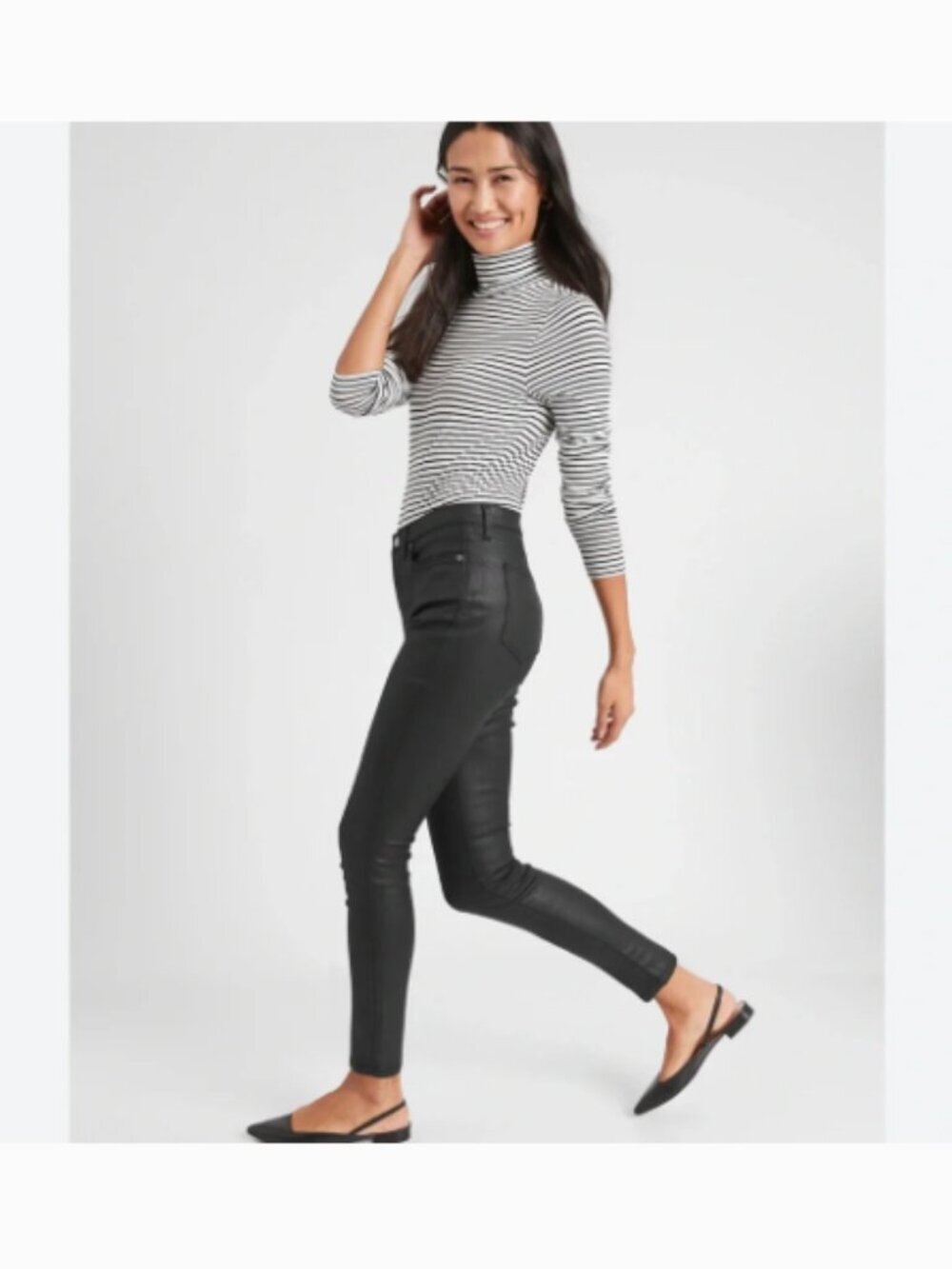 Banana Republic Black Mid-Rise Coated Skinny Jeans size 27 - Picture 4 of 11
